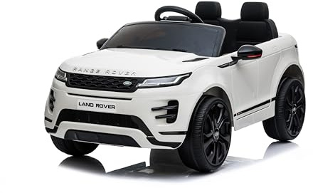 FINOOS Voiture Electrique Enfànt Range Rover Evoque 12v, avec télécommande à 2,4 GHz, 2 x Moteur 12V 35W, 1 à 4 Ans (Blanc)