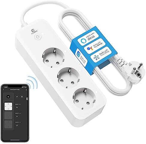 Eightree Multipresa Intelligente con 3 Prese AC, Wi-Fi Smart, con Monitoraggio del Consumo e Controllo Remoto, Compatibile con Alexa, Google Home, SmartThings, Controllo Vocale, 16A, 1,5M