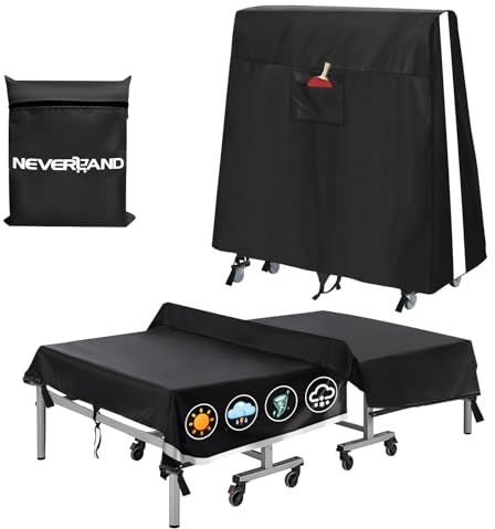 Ping Pong Table Cover Outdoor Waterproof, Table Tennis Cover Indoor & Outdoor Fits Universal 9x5 FT Tables Folding & Flat Tables with Paddles Organize Bag, 600D Oxford Fabric