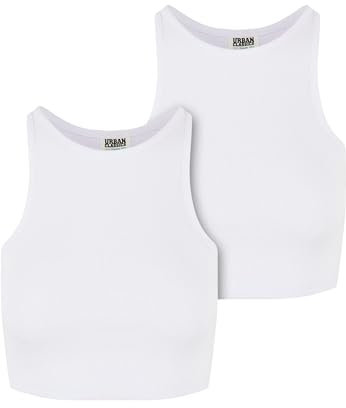 Urban Classics Damen Top Ladies Organic Cropped Rib Top 2-Pack, 2er Pack Bauchfreies Frauen Top, Bio-Baumwolle, erhältlich in vielen Farben, Größen XS-5XL