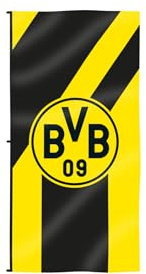 BVB Hissfahne - 50 Jahre Jubiläumsedition für Garten und mehr, 200 x 100 cm, mit Kunststoffkarabinern