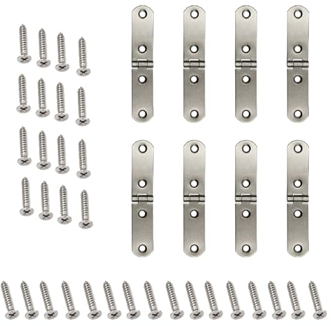 Scharniere Klein, 8 Stück 180 Grad Scharniere Klappbar Edelstahl Scharnierband Aufschraubscharnier mit 32 Stücke Schrauben für Klapptisch Schrank Garderobe Holzkiste DIY