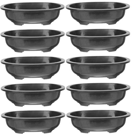 Folpus 10 Pieces Bonsai Training Pots Oval Bonsai Planter Pot Plant Containers Bonsai Planting Pots for Outdoor Balcony Indoor Yard, 380mmx300mmx90mm
