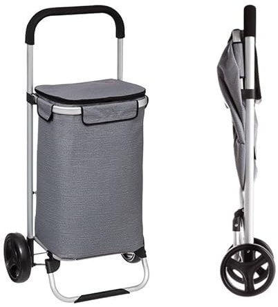 Carro de la Compra Plegable Carrito de Mercado en Aluminio Super Ligero 60L litros, Bolsa Impermeable Subir y Bajar escaleras.