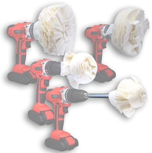 Flitz Buff Ball Pack; 2, 3, 5, 7 Car Buffer Drill Attachment with Self-Cooling Design, Never Burns and No Exposed Hardware, Buff and Polish Any Surface, Machine Washable, Includes All 4 BuffBalls