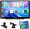 CARPURIDE C98 Wired/Wireless Carplay & Android Auto Portable Car Stereo, 9 Inch HD Touch Screen Car Radio with AirPlay Mirror Link,Bluetooth,Navigation,Siri,AUX, FM