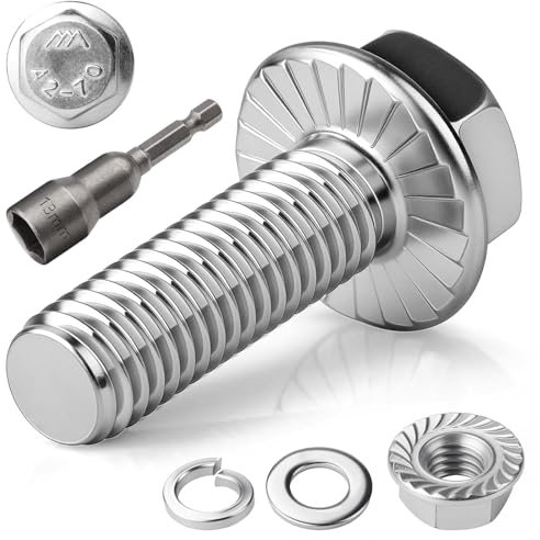 TXXATX 12 Stück M8x25 Sechskantschrauben m6 Schrauben Set Edelstahl A2 70 Vollgewinde Außensechskan Flanschmuttern Federringe Unterlegscheiben Magnete Sechskant Stecknuss für Bauwesen Maschinen