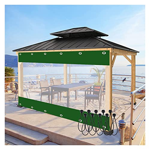 Bâches transparentes imperméables personnalisables pour tonnelle, porche, pergola, cabane – Panneaux latéraux de tente robustes avec œillets et boules élastiques (3,8 x 2,5 m)