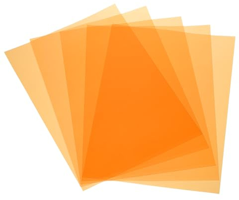 QUARKZMAN 5 stycken färgglada plastfilmer A2 transparent bärnstensfärgad folie färgkorrigering gel ljusfilter vattentät 60 x 40 cm blad för gör-det-själv hantverk LED-belysning foto orange