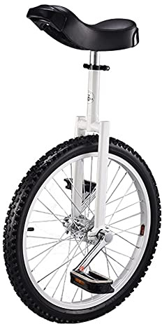 Enhjuling på 20 tum for vuxna - Justerbart säte Kapacitet 150 kg Cirkusprestandakvalitet Ultimat balanserad träningscykel for(White)