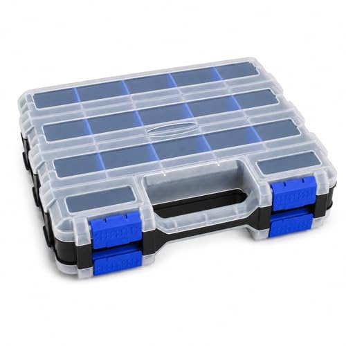 GOOGO Caja de clasificación de tornillos de doble cara, 34 compartimentos, color amarillo