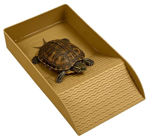 Reptilpool med halkfri ramp – multifunktionell för vatten och sköldpaddsmat av robust ABS – perfekt för terrarium för sköldpaddor och skäggiga drakar