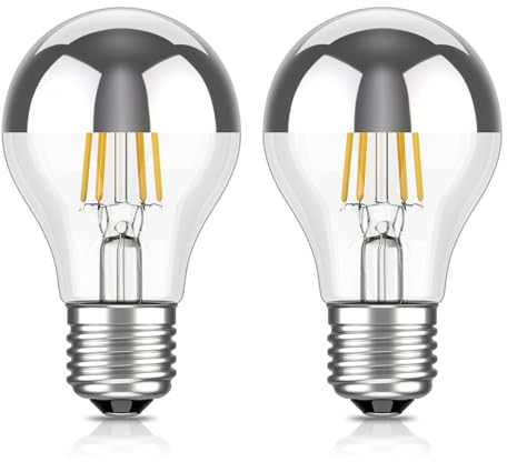 ledscom.de 2 piezas bombilla LED E27, A60, blanco cálido (2700 K), 4,1 W, 461lm, espejo de cabeza (plateado)