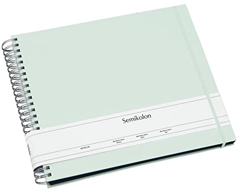 Semikolon 364011 Spiral Album Maxi Mucho - 34,5x30 cm - Fotoalbum, 90 Seiten schwarz, Spiral-Fotobuch, moss pastell-grün