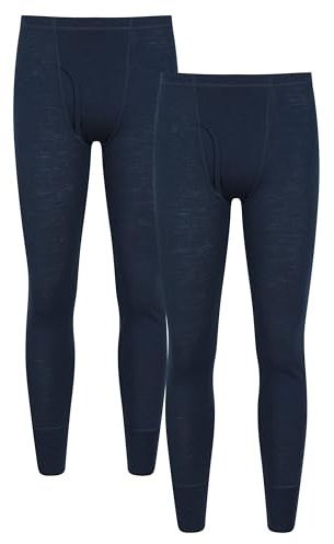 Mountain Warehouse Mens Merino Pants Multipack - Pack of 2 Moisture Wicking & Quick Drying Base Layer Pants - for Autumn, Winter, Camping, Outdoors, Travelling & Hiking Navy (2 XS