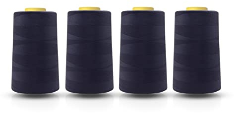 Realm Filo in poliestere per macchina da cucire, per overlock, 5000 metri, bianco, nero, naturale, blu navy, rosso, grigio (blu scuro)