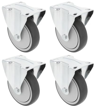 Amig - Pack de 4 Ruedas Fijas - Ø 100 mm - Ruedas Para Mover Muebles o Electrodomésticos - Peso Máximo 110 Kg - Para Mover Muebles Pesados - Rodamientos de Rodillos - Núcleo Plástico - Goma Gris
