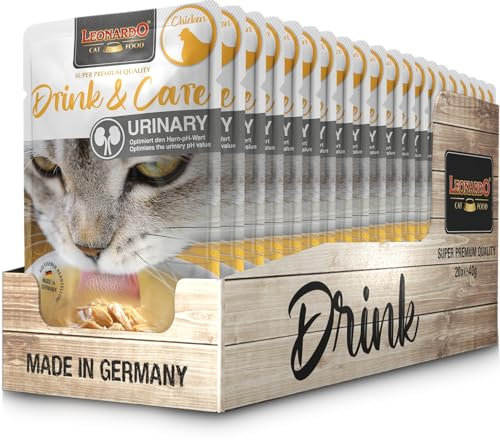 LEONARDO Drink & Care Urinary Chicken 20x 40g, Leckeres Getränk für Katzen für einen optimierten pH-Wert