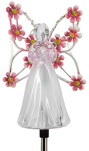 Lumière d'ange éternelle à énergie Solaire, étanche, avec LED, pour Jardin, Cour, Patio, Cimetière et Décorations Funéraires (Rose)