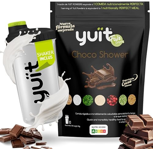 YUÏT - Substitut de repas - Shake protéiné - 35g de protéines en poudre + Probiotiques - Aliment 100% naturel - Shake diététique rassasiant - Supplément vitamines, minéraux -(Chocolat- 1kg + SHAKER)
