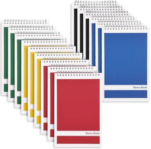 LABUK 15 Pack Steno Pads 6x9 Inches 80 Sheets Spiral Steno Notebooks Gregg Rule, Pocket Notebooks Colorful Covers with Top Spiral Pads for School, University, College, Work, Office