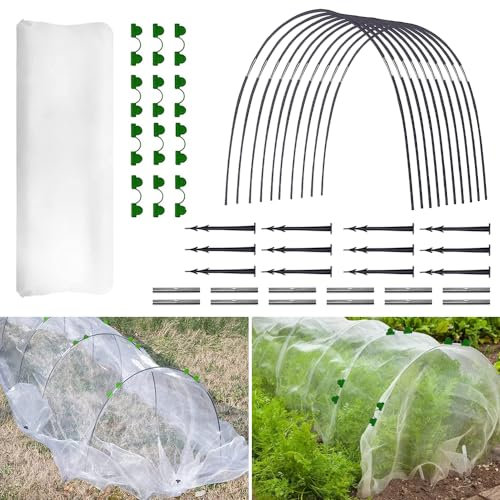 mizikuu 18PCS Arceau pour Serre Tunnel, 2.5 x 6m Cerceau de Jardin pour Serre de Jardin Maison de Cerceau de Tunnel de Jardin Arceaux pour la Protection des Plantes et la Protection du Givre Hivernal