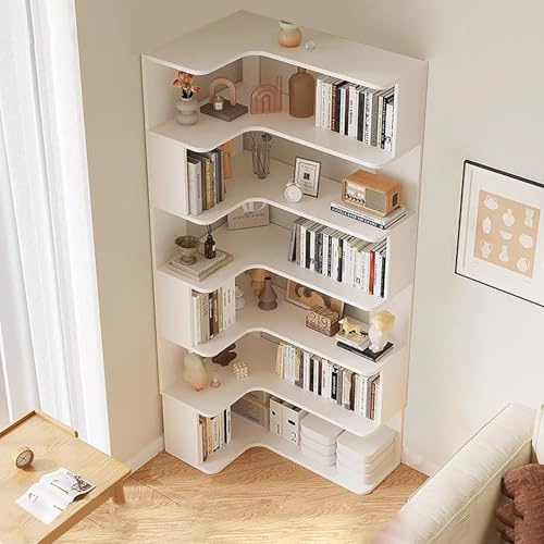 Modern L-Shaped 6-Tier Bookshelf, Freestanding Display Shelf for Home, Office & Living Room, Stylish Storage nizer, Multi-Purpose Etagere Unit