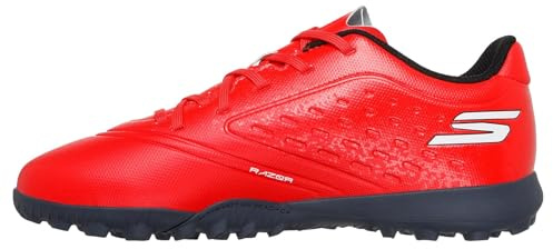 Skechers Razor 1.5 Jr Youth TF Turf - Scarpe da Calcio Leggere per Bambini, Colore Rosso Sintetico/Bordo Nero, Taglia 38