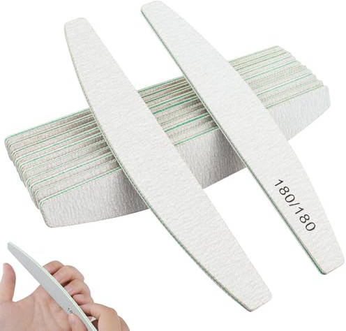 12 Pezzi Lime per Unghie,Lima per Unghie 180/180 a Doppia Faccia lavabile,Professionale Mezza luna Bilaterale Strumenti per la Cura Degli Unghie,per Uso Domestico e Salone