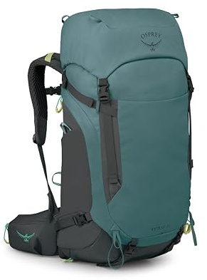 Osprey Kyte LT 45L Women's Backpacking Backpack - Lightweight Hiking & Camping Bag with Waterproof Raincover, Cascade Blue