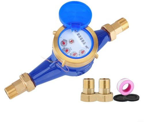 Glomc Dry-Type Digital Water Meter DN20 3/4 Inch All Copper With Built-in Filter, Precise Low Flow Measurement For Home And Rental Use, Clear Display Up To 1.0MPA