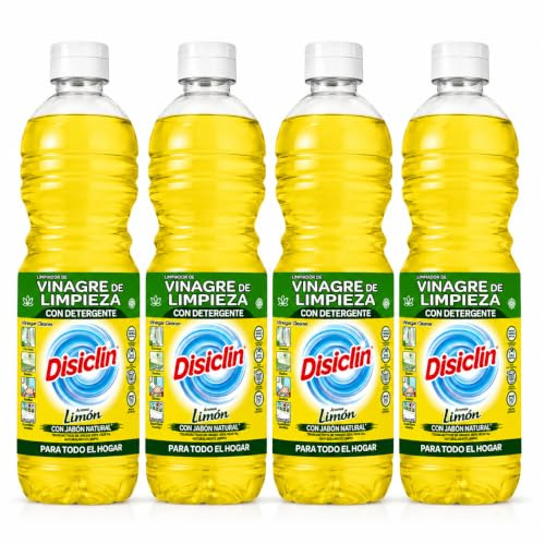 Disclin Limpiador Multiusos con Vinagre y Detergente Limon 1 L | Pack de 4 Unidades | RASMACOR