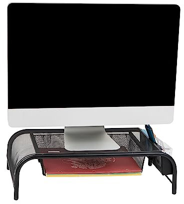 Mind Reader 'Raise' Metall Mesh PC Laptop IMac Computer Monitor Stand mit Schublade, schwarz