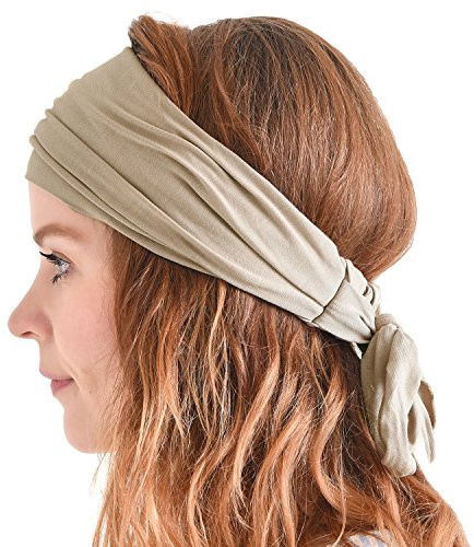 CHARM Pre Atada Cinta Para El Pelo Bohemio Cabello Banda Verano Hombres Damas Cabeza Envolver Hippie Beige