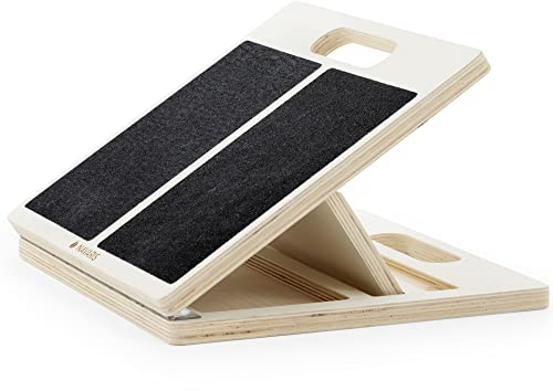 Navaris Wadendehner aus Holz - Einstellbares & Rutschfestes Schrägbrett - Wadentrainer Wadenstrecker - Kniebeugen Keil für Alle Altersgruppen