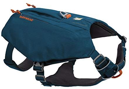 RUFFWEAR Hundegeschirr mit Taschen, Switchbak, Ganztägiger Komfort mit Eingebauten Taschen Für Kurze Tagesausflüge und Alltägliche Aktivitäten, Sehr Kleine Hunderassen, Blue Moon