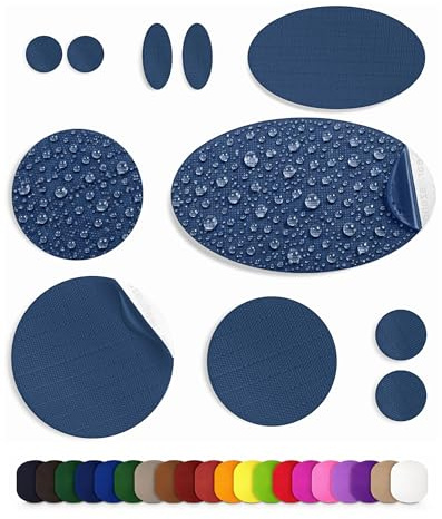 aZengear Self-Adhesive Repair Patches (30+ Colours) for Down Jackets, Puffer Coats, Tents, Upholstery - Waterproof, Tear-Cold-Heat-Resistant Nylon Polyester Fabric (11 Pcs, Dark Navy)
