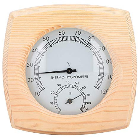 Miskall Thermomètre numérique de Sauna, Petit hygromètre de Salle de Sauna en épicéa, mètre de température d'humidité pour intérieur