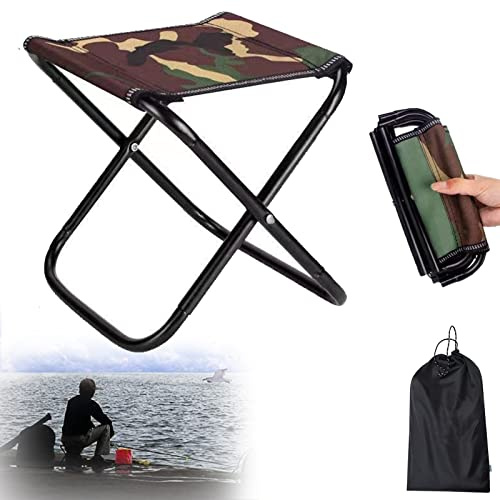 Fällbar pall campingpall, bärbar hopfällbar pall med bärväska, utomhus lätt hopfällbar pall för camping, fiske, picknick, resor och vandring för vuxna och barn (kamouflage)