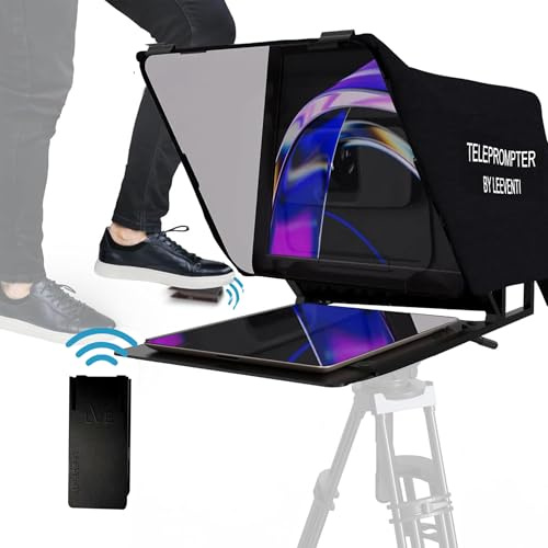 Leeventi Teleprompter Kompatibel mit iPad, Tablet, Smartphone und DSLR Kamera, Steuerung per Fernbedienung oder App Kompatibel mit Android und IOS, Ideal für Videoaufnahmen (Version 5.0)