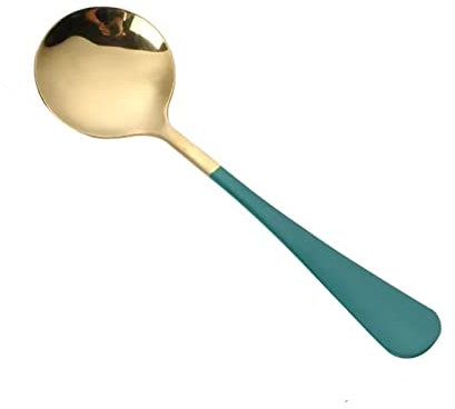 Cucchiai da Minestra, Cucchiaio Rotondo in Acciaio Inossidabile Cucchiaio da Tavola Cucchiaio da Dessert Cucchiaio per Gelato al Budino allo Yogurt, 6,7 Pollici(Verde)