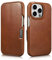 Mobiskin Hülle für iPhone 15 PRO (6,1 Zoll), Handyhülle mit Leder, Case kompatibel mit MagSafe, Schutzhülle, Handy-Tasche, Slim Cover, dünn, Vintage Braun