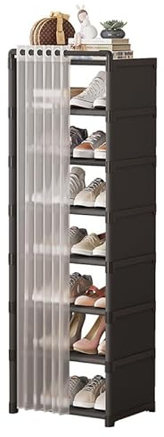 AISIR Étagères à Chaussures à 8 Niveaux, Rangement Chaussure, Porte-Chaussures, Résistant à la poussière, 42x30x124 cm, pour entrée,Chambre,Salon -Noir