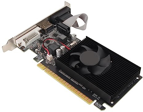 ciciglow Scheda Grafica GT610, 1 GB DDR3 64 Bit PCI Express 2.0 X 16 Scheda Grafica di Gioco con Ventola di Raffreddamento Silenziosa Supporto DVI VGA HDMI