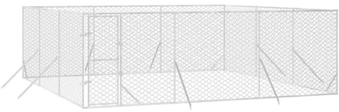 vidaXL Chenil d'extérieur pour Chiens argenté 6x6x2 m Acier galvanisé, chenil pour Chiens, Cage pour Chiens, Cage pour Animaux de Compagnie, Niche