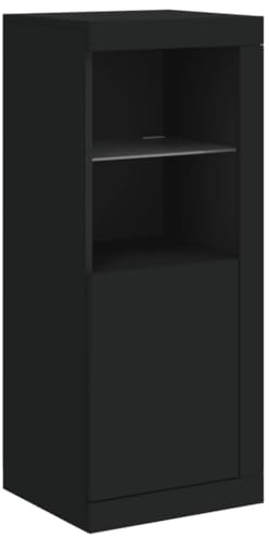 vidaXL Buffet avec Lumières LED, Armoire Latérale de Rangement, Organisateur de Salon Salle de Séjour Maison Intérieur, Moderne, Noir