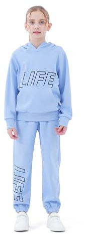 NATUST Kids Tracksuit Hoodie with Jogger Sweatpants Sports Activewear Set Girls Boys Blue 11-12 Years (manufacturers's size: 150)