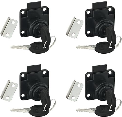 4 PCS Zinc Alloy Black Cam Cabinet Drawer Locks