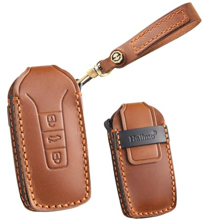 HIBEYO Smart Schlüsselhülle passt für VW Touareg 2018-2022 Schutzhülle Autoschlüssel hülle Leder Schlüsselbox Schlüsselgehäuse Schlüssel Organizer Schlüsselbundbraun