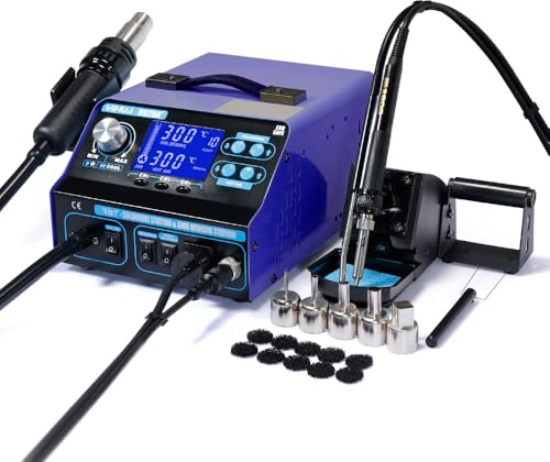 4-i-1 varmluftslödstation professionell avlödningsstation Soldering Station lödstationer med lödkolv, avlödningspistol, varmluftspistol för elektronik, gör-det-själv-projekt, förbättringar,